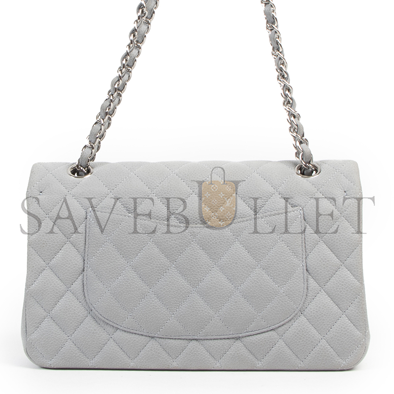 Ch**el grey suede caviar leather medium classic flap bag (25*14*6.5cm)